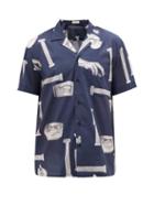 Matchesfashion.com Commas - Colosseum-print Cotton Shirt - Mens - Navy Multi