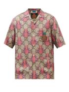 Gucci - Gg Pineapple-print Silk Short-sleeved Shirt - Mens - Brown Multi
