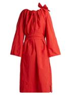 Matchesfashion.com Maison Rabih Kayrouz - Tie Neck Gathered Paper Taffeta Dress - Womens - Red