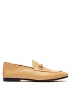 Matchesfashion.com Gucci - Brixton Collapsible Heel Leather Loafers - Womens - Beige