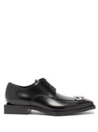 Matchesfashion.com Balenciaga - Bb Logo Square Toe Leather Derby Shoes - Mens - Black Silver