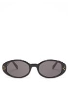 Celine Eyewear - Triomphe Oval Acetate Sunglasses - Womens - Black
