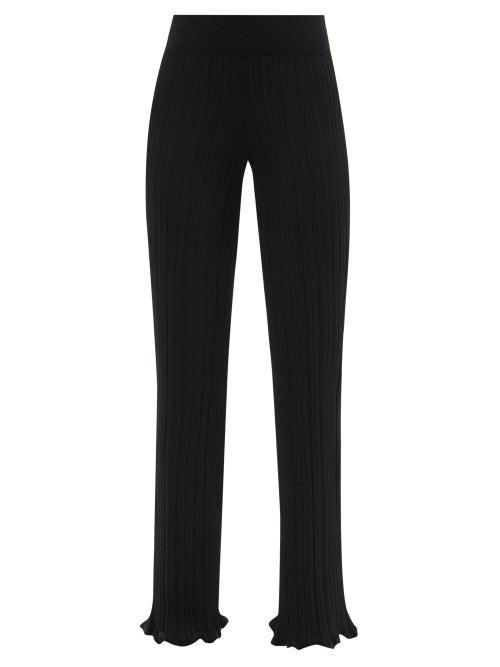 Matchesfashion.com Acne Studios - Ruffled-cuff Ribbed Trousers - Womens - Black