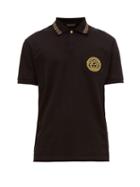 Matchesfashion.com Versace - Logo Embroidered Cotton Piqu Polo Shirt - Mens - Black