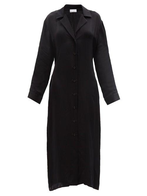 Raey - Fluid Cupro Pyjama Shirt Dress - Womens - Black