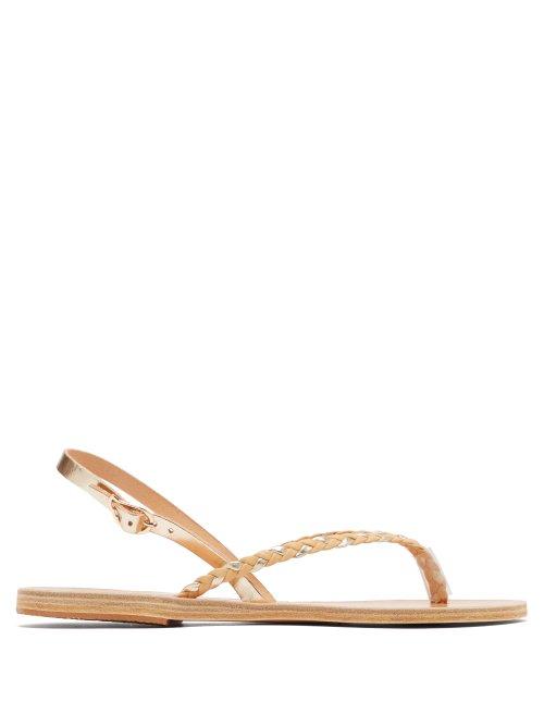 Matchesfashion.com Ancient Greek Sandals - Iridia Braided Slingback Sandals - Womens - Beige Gold