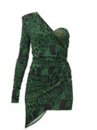 Matchesfashion.com Alexandre Vauthier - Lynx Print One Shoulder Mini Dress - Womens - Green Print