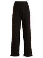Matchesfashion.com Msgm - Wide Leg Cotton Jersey Track Pants - Womens - Black