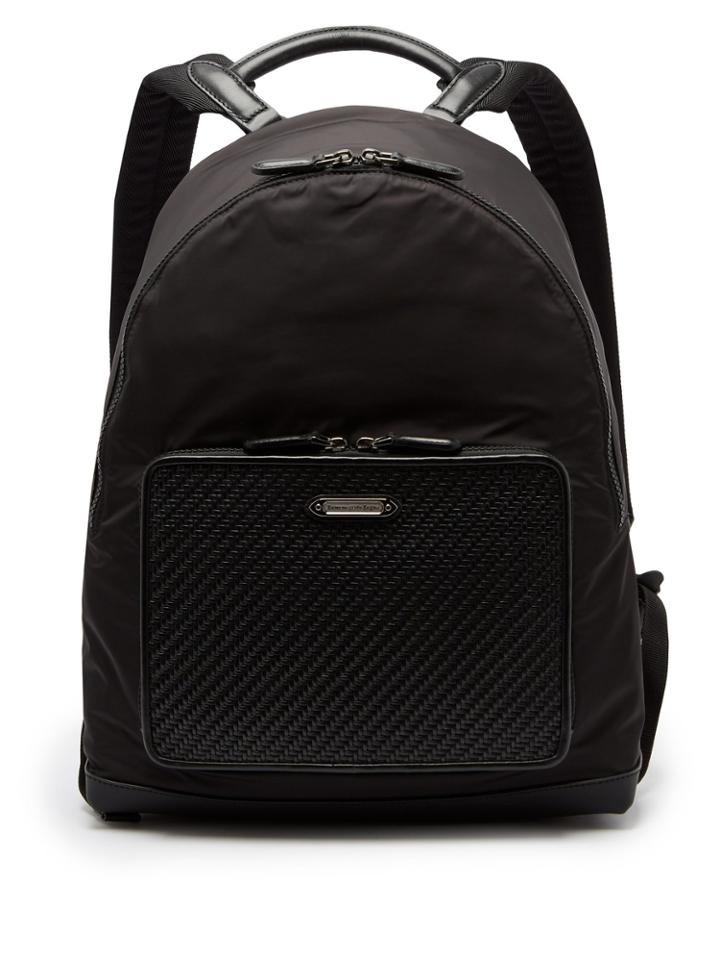Ermenegildo Zegna Front-pocket Nylon And Leather Backpack