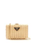 Matchesfashion.com Prada - Woven Rattan Clutch - Womens - Beige Multi