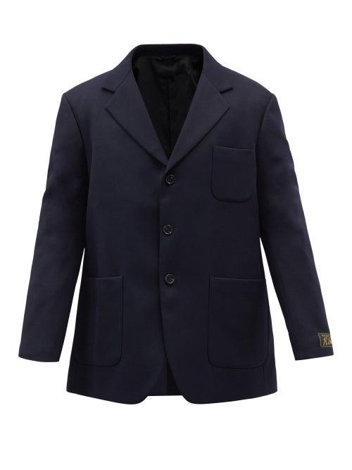 Raf Simons - Oversized Patch-pocket Barathea Blazer - Mens - Dark Navy