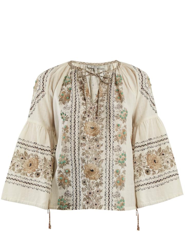 D'ascoli Flamenco Floral-print Cotton Top