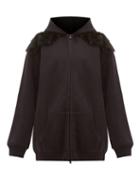 Matchesfashion.com Raey - Panelled Shearling And Cotton Hooded Sweatshirt - Womens - Black