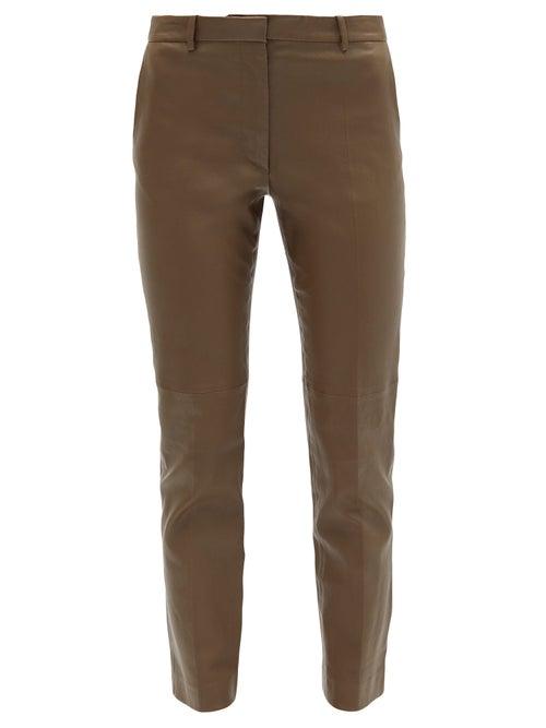 Matchesfashion.com Joseph - Coleman Cropped Leather Trousers - Womens - Khaki