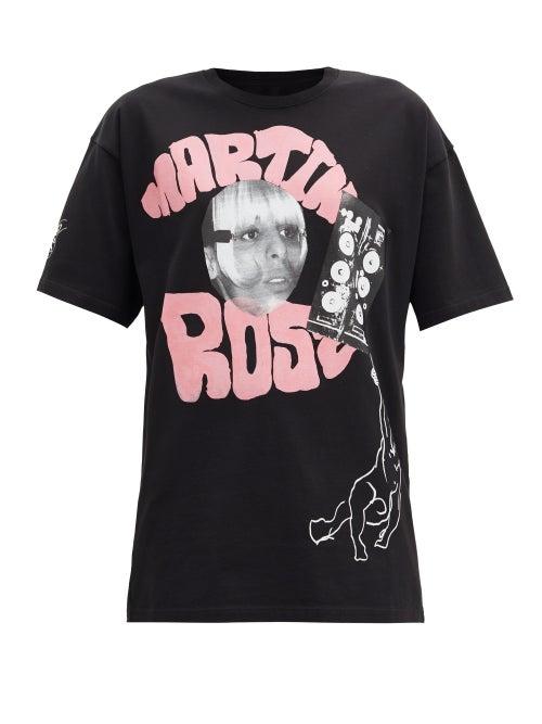 Matchesfashion.com Martine Rose - Omnia Adam Logo-print Cotton-jersey T-shirt - Womens - Black