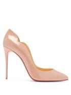 Christian Louboutin - Hot Chick 100 Scalloped Patent-leather Pumps - Womens - Nude