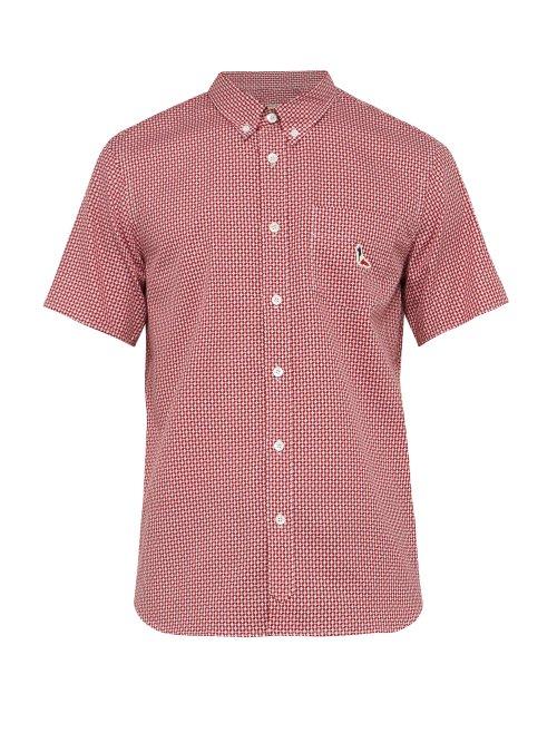 Matchesfashion.com Maison Kitsun - Woven Check Cotton Shirt - Mens - Red