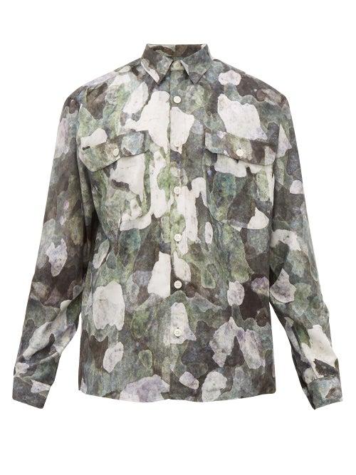 Matchesfashion.com Schnayderman's - Camouflage Print Twill Shirt - Mens - Green