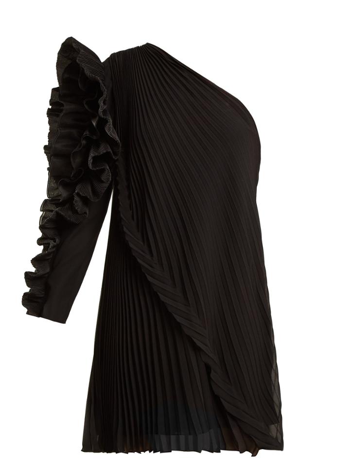 Givenchy One-shoulder Pleated Silk-georgette Dress
