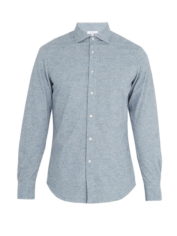 Boglioli Regular-fit Single-cuff Cotton-fleck Shirt