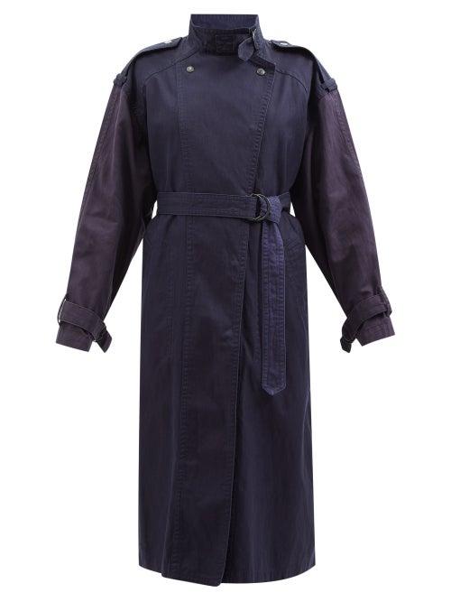 Isabel Marant Toile - Kendal Garment-dyed Broadcloth Trench Coat - Womens - Navy
