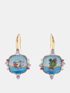 Francesca Villa - Whales At Wonderland Diamond & 18kt Gold Earrings - Womens - Blue Multi