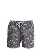 Matchesfashion.com Retromarine - Small Wave Print Swim Shorts - Mens - Navy