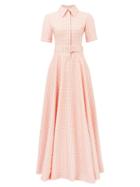Matchesfashion.com Emilia Wickstead - Josie Belted Gingham Shirt Dress - Womens - Pink White