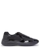 Matchesfashion.com Prada - America's Cup Patent Leather And Mesh Trainers - Mens - Black