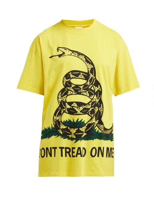 Matchesfashion.com Vetements - Snake Print Cotton T Shirt - Womens - Yellow