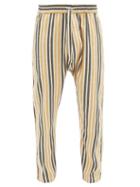 Matchesfashion.com Marrakshi Life - Drawstring Striped Cotton-blend Trousers - Mens - Beige Multi