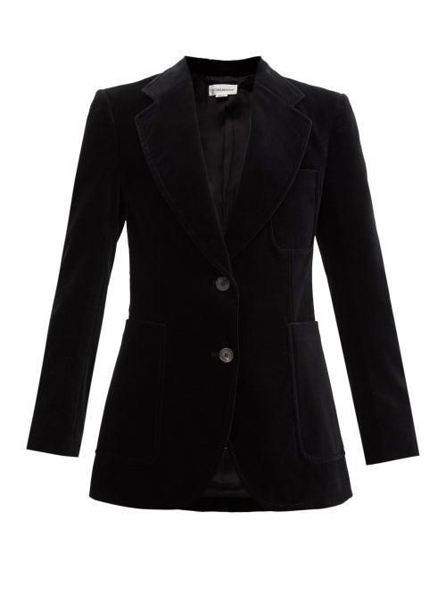 Matchesfashion.com Victoria Beckham - Single-breasted Cotton-blend Velvet Blazer - Womens - Black