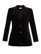 Matchesfashion.com Victoria Beckham - Single-breasted Cotton-blend Velvet Blazer - Womens - Black