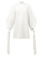 Matchesfashion.com Carolina Herrera - Balloon-sleeve Crepe Mini Dress - Womens - White