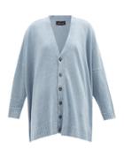 Eskandar - Oversized Linen Cardigan - Womens - Light Blue