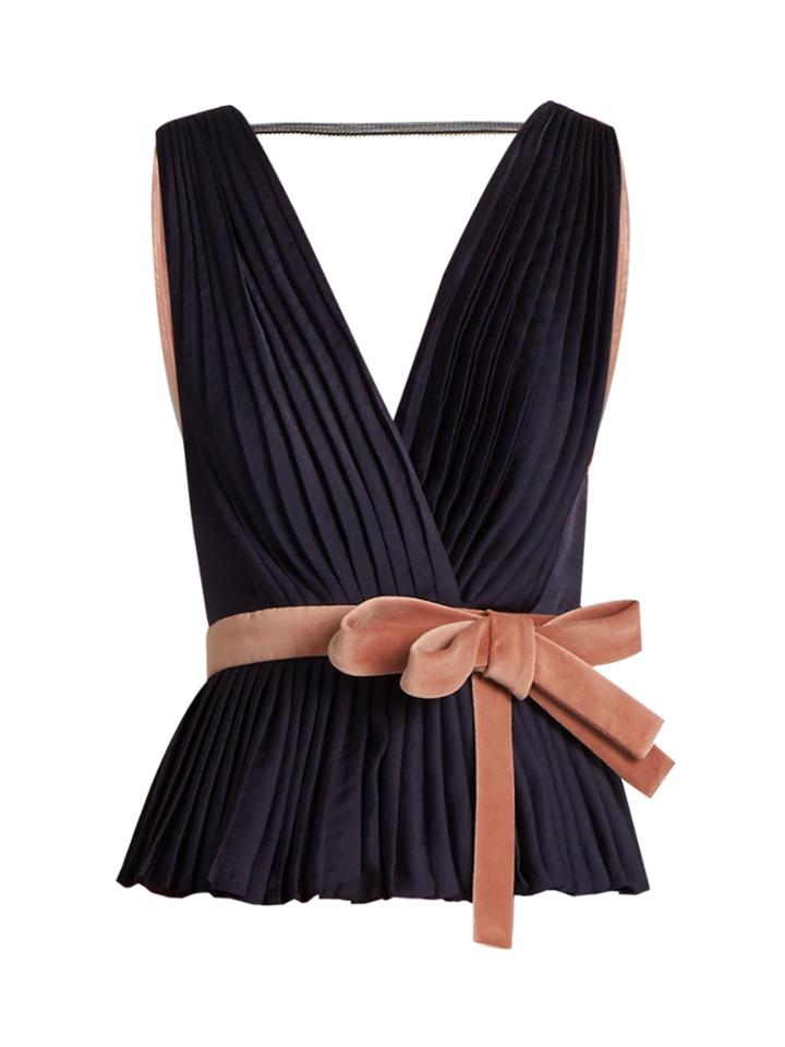 Roksanda Reine Tri-colour Pleated Satin Top