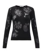 Matchesfashion.com Jw Anderson - Floral Cotton-blend Devor Sweater - Womens - Black