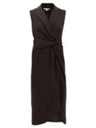 Matchesfashion.com Jonathan Simkhai - Twist-waist Satin Long Dress - Womens - Black