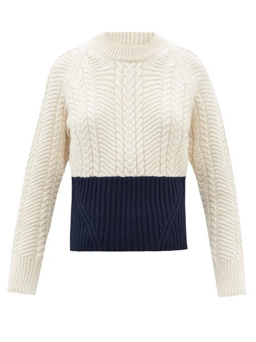 Alexander Mcqueen - Bi-colour Wool-blend Cable-knit Sweater - Womens - Ivory