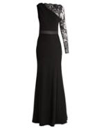 Matchesfashion.com Alexander Mcqueen - One Shoulder Lace And Crepe Gown - Womens - Black