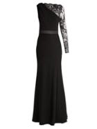 Matchesfashion.com Alexander Mcqueen - One Shoulder Lace And Crepe Gown - Womens - Black