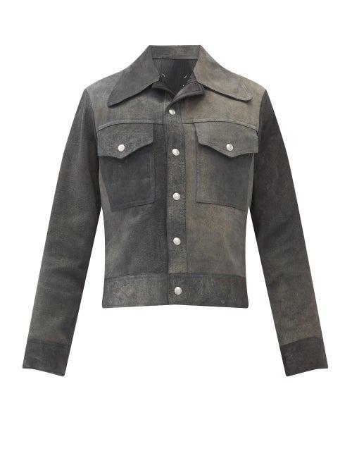 Matchesfashion.com Maison Margiela - Reversible Suede And Leather Jacket - Mens - Grey
