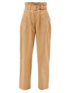 Matchesfashion.com Ganni - Paperbag-waist Ripstop Trousers - Womens - Beige