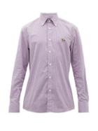 Matchesfashion.com Ralph Lauren Purple Label - Logo Embroidered Gingham Cotton Shirt - Mens - Purple White