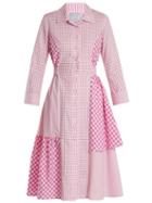Matchesfashion.com Dovima Paris - Easton Asymmetric Checked Cotton Poplin Shirtdress - Womens - Pink White