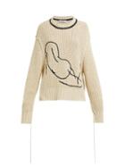 Matchesfashion.com Jil Sander - Embroidered Loose Knit Cotton Sweater - Womens - Beige Multi