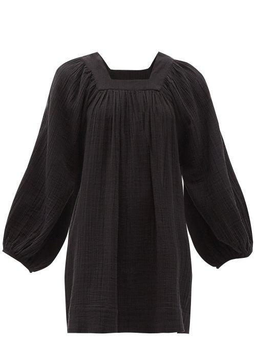Matchesfashion.com Anaak - Carrie Mae Square-neck Cotton-muslin Dress - Womens - Black