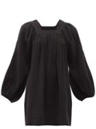 Matchesfashion.com Anaak - Carrie Mae Square-neck Cotton-muslin Dress - Womens - Black