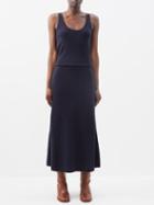 Chlo - Scoop-neck Merino Midi Dress - Womens - Navy