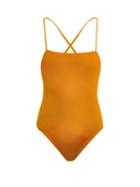 Matchesfashion.com Dos Gardenias - Leo Square Neck Swimsuit - Womens - Orange